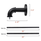 Tringles à rideaux industrielles UTOPIA ALLEY de 2,5 cm pour fenêtres, occultantes, enveloppantes, style rustique, noir mat