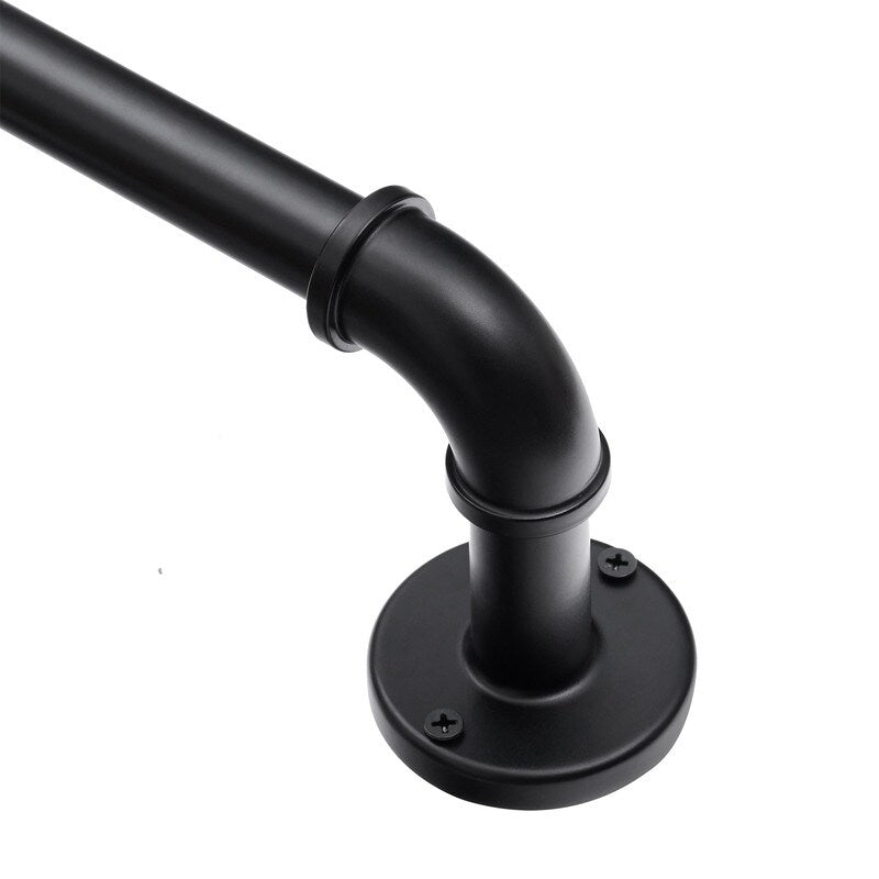 Tringles à rideaux industrielles UTOPIA ALLEY de 2,5 cm pour fenêtres, occultantes, enveloppantes, style rustique, noir mat