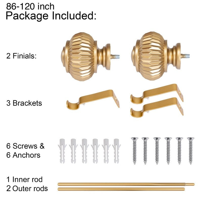Tringle à rideaux murale UTOPIA ALLEY de 1,9 cm (3/4 po) - Tringles à rideaux réglables, tringles à rideaux dorées, tringles à rideaux décoratives pour chambre à coucher