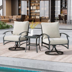 Fauteuil à bascule pivotant d'extérieur Uixe 3 pièces avec coussin et table d'appoint