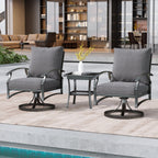 Fauteuil à bascule pivotant d'extérieur Uixe 3 pièces avec coussin et table d'appoint