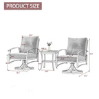 Fauteuil à bascule pivotant d'extérieur Uixe 3 pièces avec coussin et table d'appoint