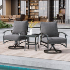 Fauteuil à bascule pivotant d'extérieur Uixe 3 pièces avec coussin et table d'appoint