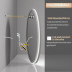 Miroir de salle de bain unique, grand et rétroéclairé à LED, sans scintillement