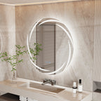 Miroir de salle de bain unique, grand et rétroéclairé à LED, sans scintillement