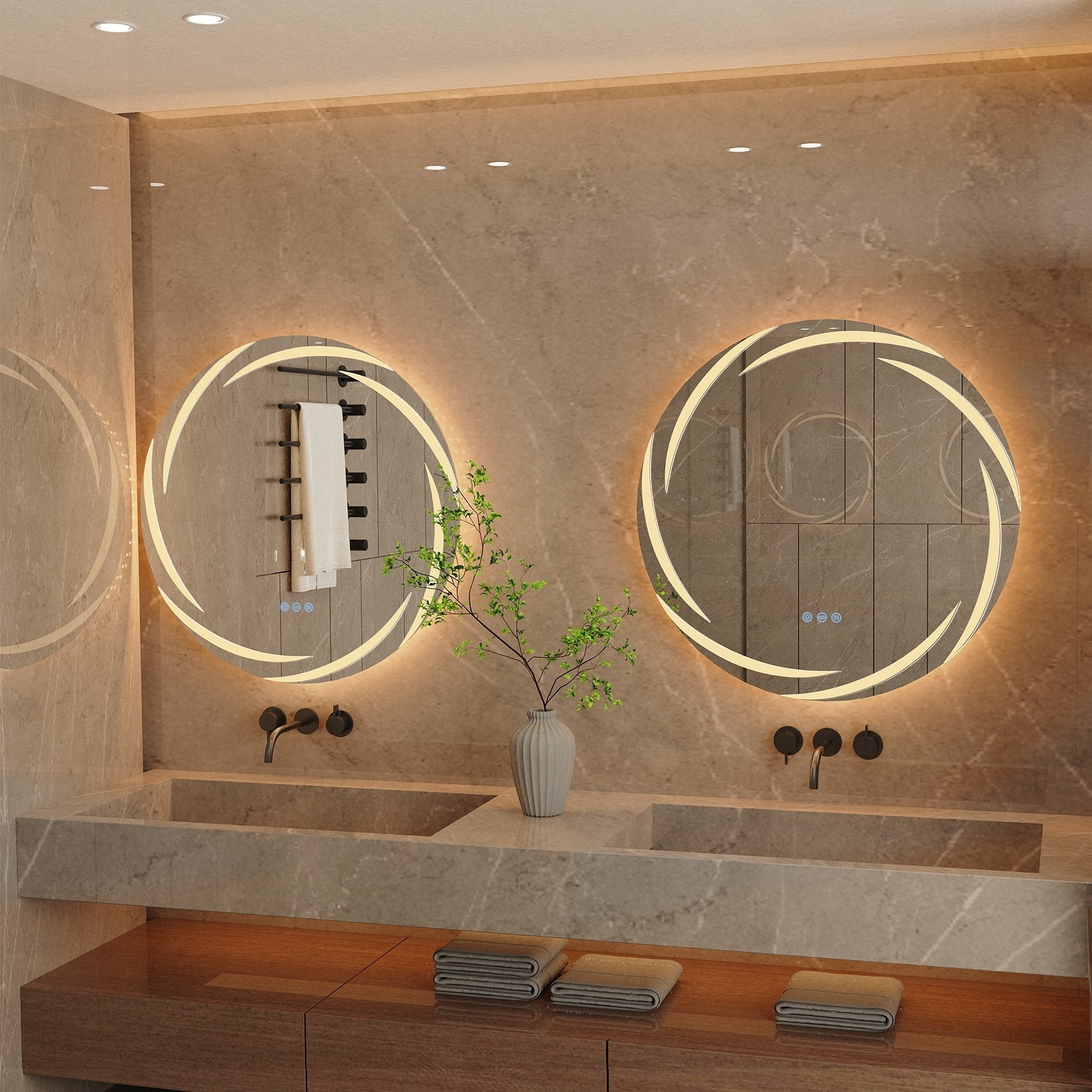 Miroir de salle de bain unique, grand et rétroéclairé à LED, sans scintillement