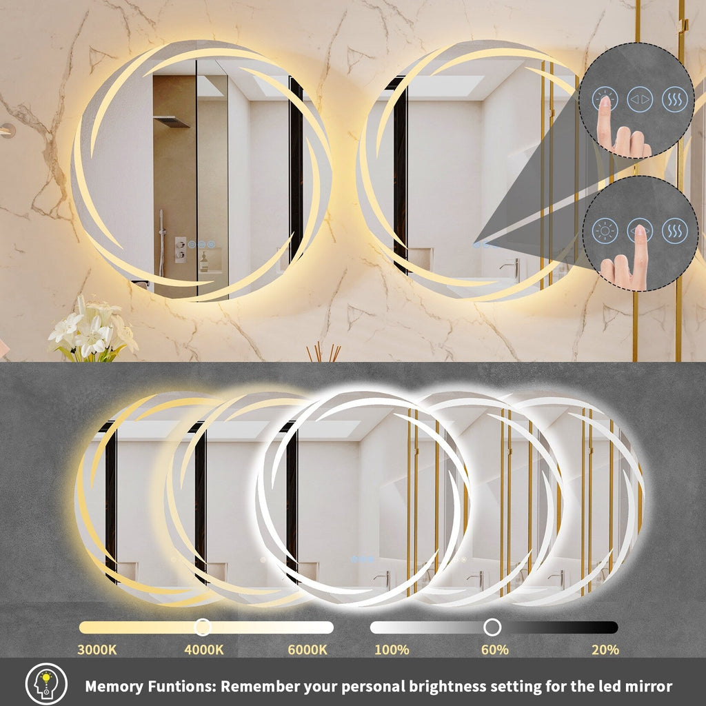 Miroir de salle de bain unique, grand et rétroéclairé à LED, sans scintillement