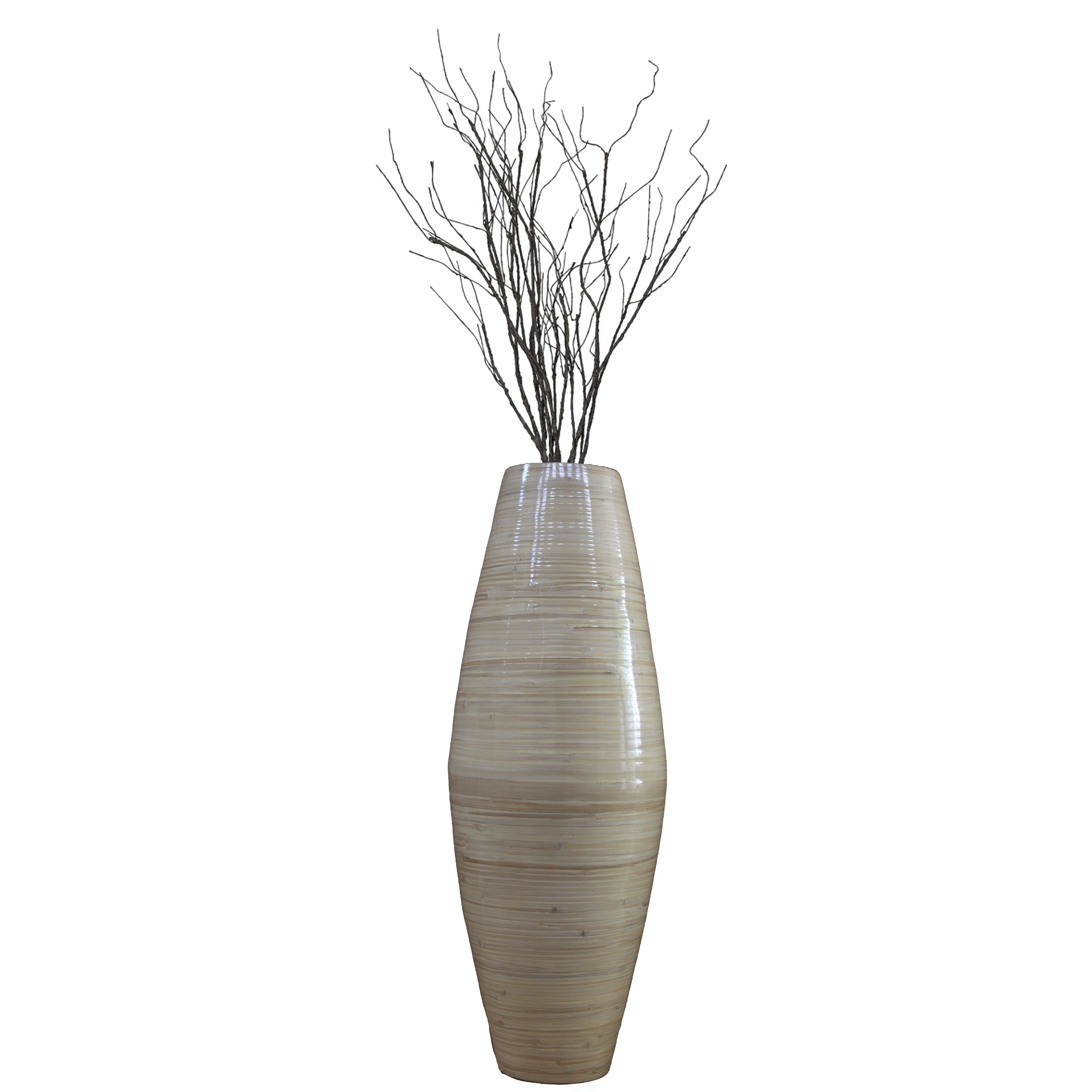 Vase de sol cylindrique en bambou de grande taille, décoration idéale pour les halls d'hôtel et les spas. Décoration parfaite pour le salon ou le couloir.