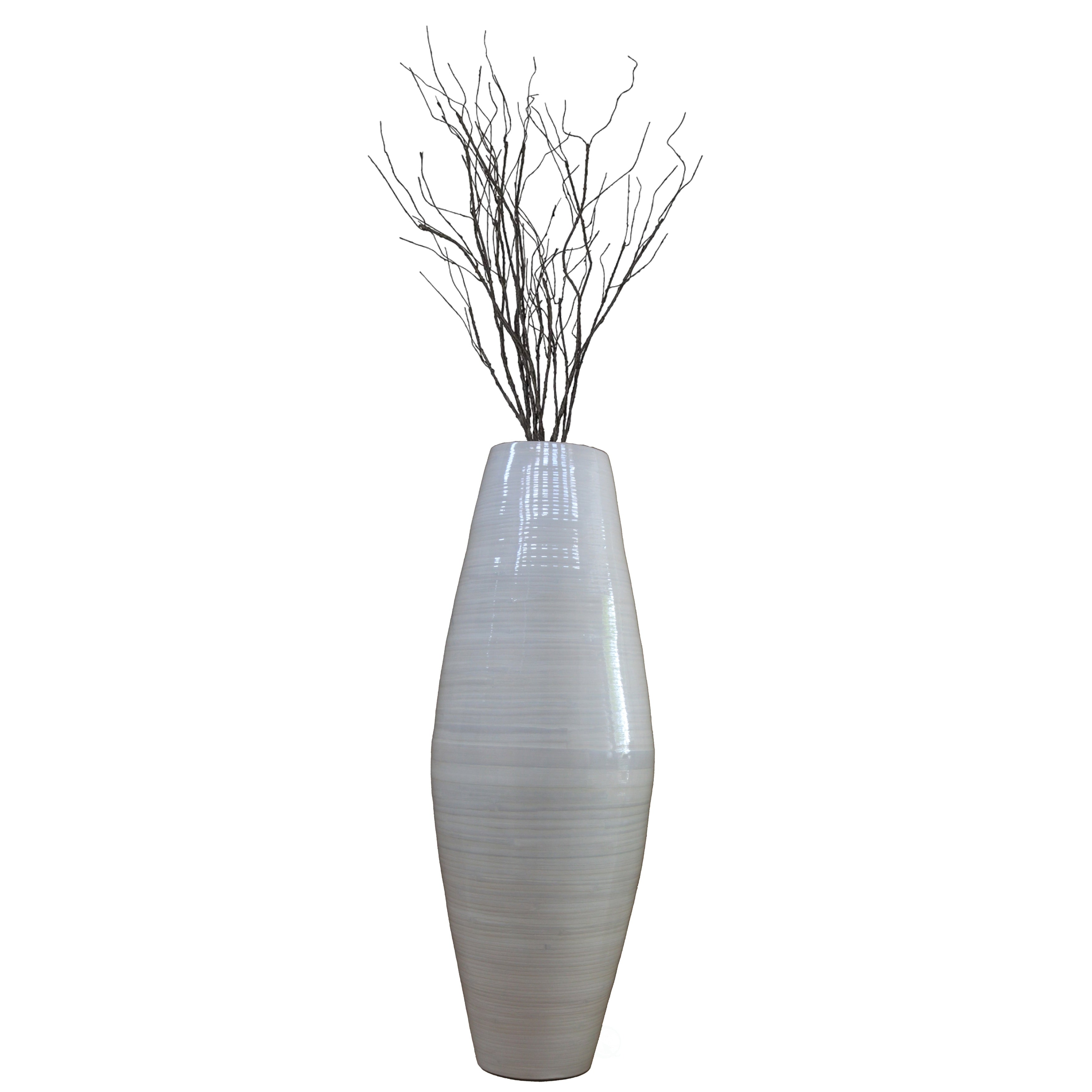 Vase de sol cylindrique en bambou de grande taille, décoration idéale pour les halls d'hôtel et les spas. Décoration parfaite pour le salon ou le couloir.