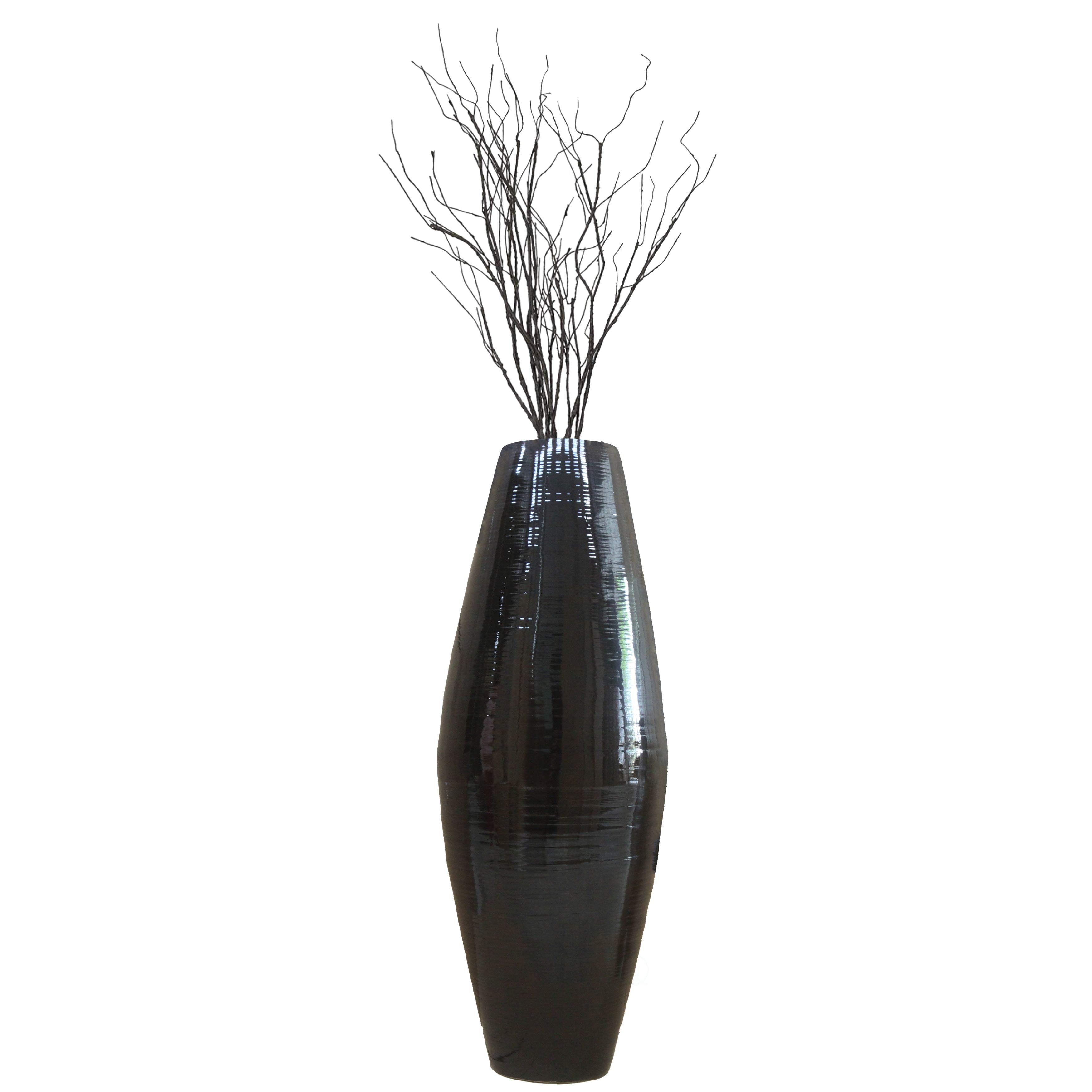 Vase de sol cylindrique en bambou de grande taille, décoration idéale pour les halls d'hôtel et les spas. Décoration parfaite pour le salon ou le couloir.