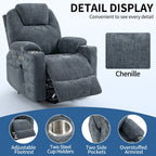 Fauteuil inclinable électrique en chenille jusqu'à 350 lb, mécanisme de mouvement robuste avec massage par vibration à 8 points et chauffage lombaire