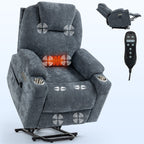 Fauteuil inclinable électrique en chenille jusqu'à 350 lb, mécanisme de mouvement robuste avec massage par vibration à 8 points et chauffage lombaire