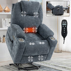 Fauteuil inclinable électrique en chenille jusqu'à 350 lb, mécanisme de mouvement robuste avec massage par vibration à 8 points et chauffage lombaire
