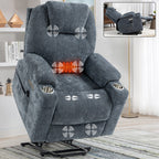 Fauteuil inclinable électrique en chenille jusqu'à 350 lb, mécanisme de mouvement robuste avec massage par vibration à 8 points et chauffage lombaire
