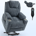 Fauteuil inclinable électrique en chenille jusqu'à 350 lb, mécanisme de mouvement robuste avec massage par vibration à 8 points et chauffage lombaire