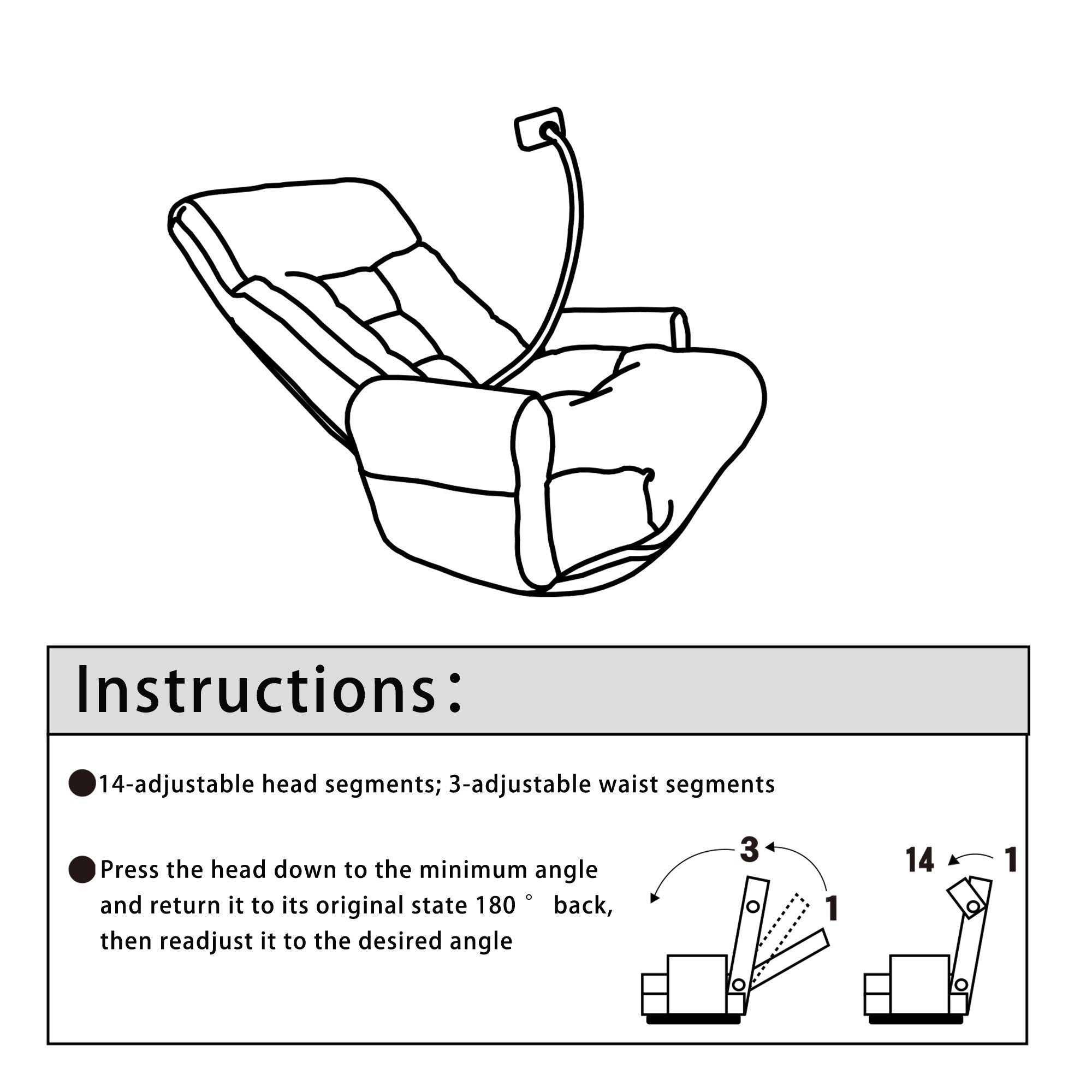 Fauteuil inclinable manuel pivotant à 360° avec support pour téléphone portable, appui-tête et dossier réglables