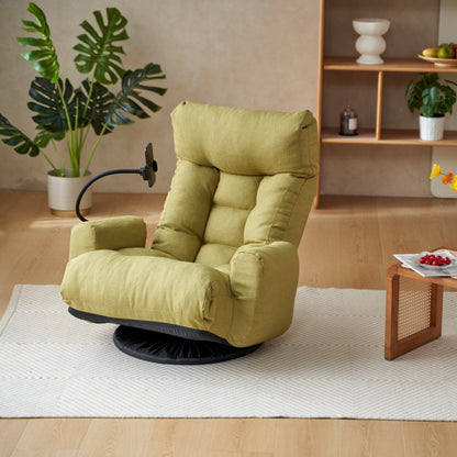 Fauteuil inclinable manuel pivotant à 360° avec support pour téléphone portable, appui-tête et dossier réglables