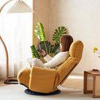 Fauteuil inclinable manuel pivotant à 360° avec support pour téléphone portable, appui-tête et dossier réglables