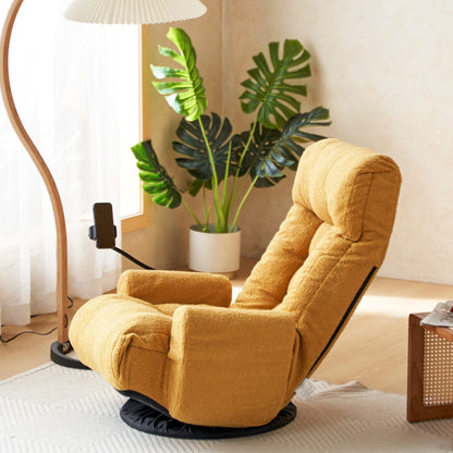 Fauteuil inclinable manuel pivotant à 360° avec support pour téléphone portable, appui-tête et dossier réglables