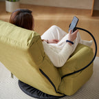 Fauteuil inclinable manuel pivotant à 360° avec support pour téléphone portable, appui-tête et dossier réglables