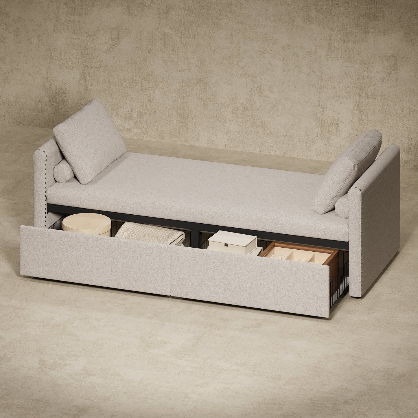 Chaise longue rembourrée avec 2 tiroirs par Harper&amp;Bright Designs