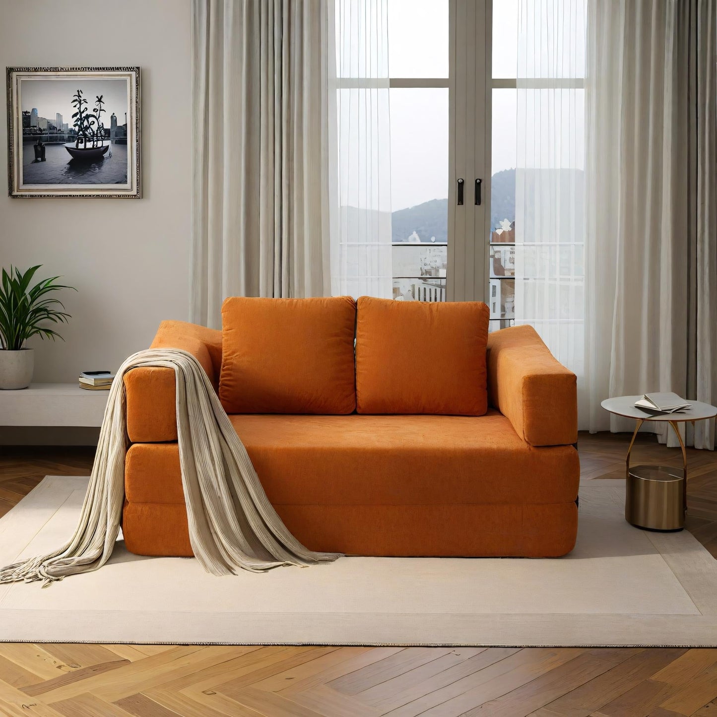 Canapé-lit convertible rembourré 70,87 $, fauteuil convertible, canapé de sol confortable pour salon, chambre, tissu chenille