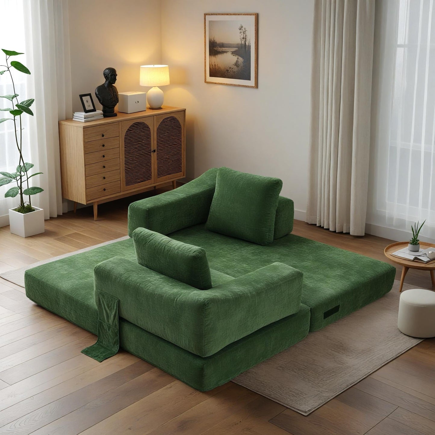 Canapé-lit convertible rembourré 70,87 $, fauteuil convertible, canapé de sol confortable pour salon, chambre, tissu chenille