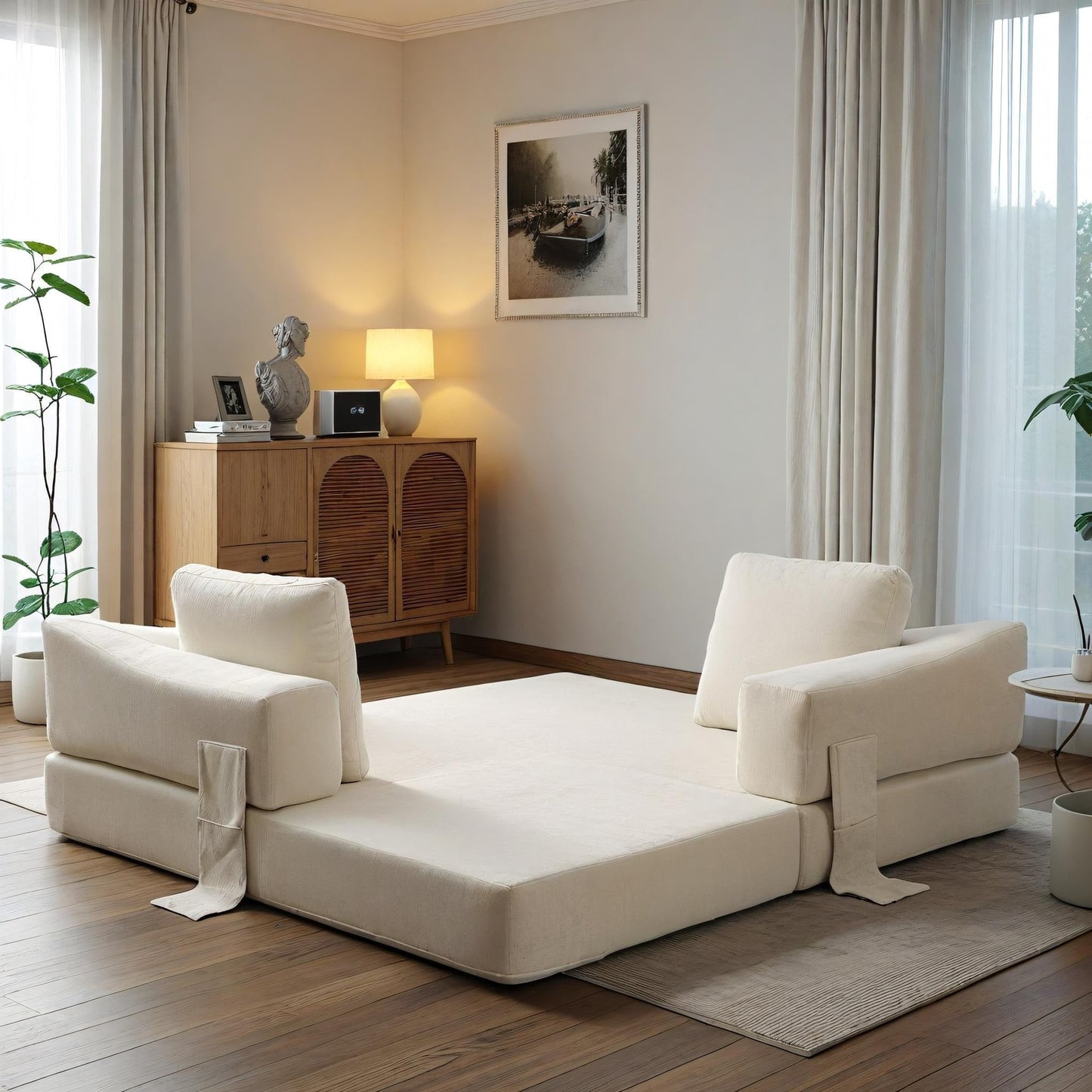 Canapé-lit convertible rembourré 70,87 $, fauteuil convertible, canapé de sol confortable pour salon, chambre, tissu chenille