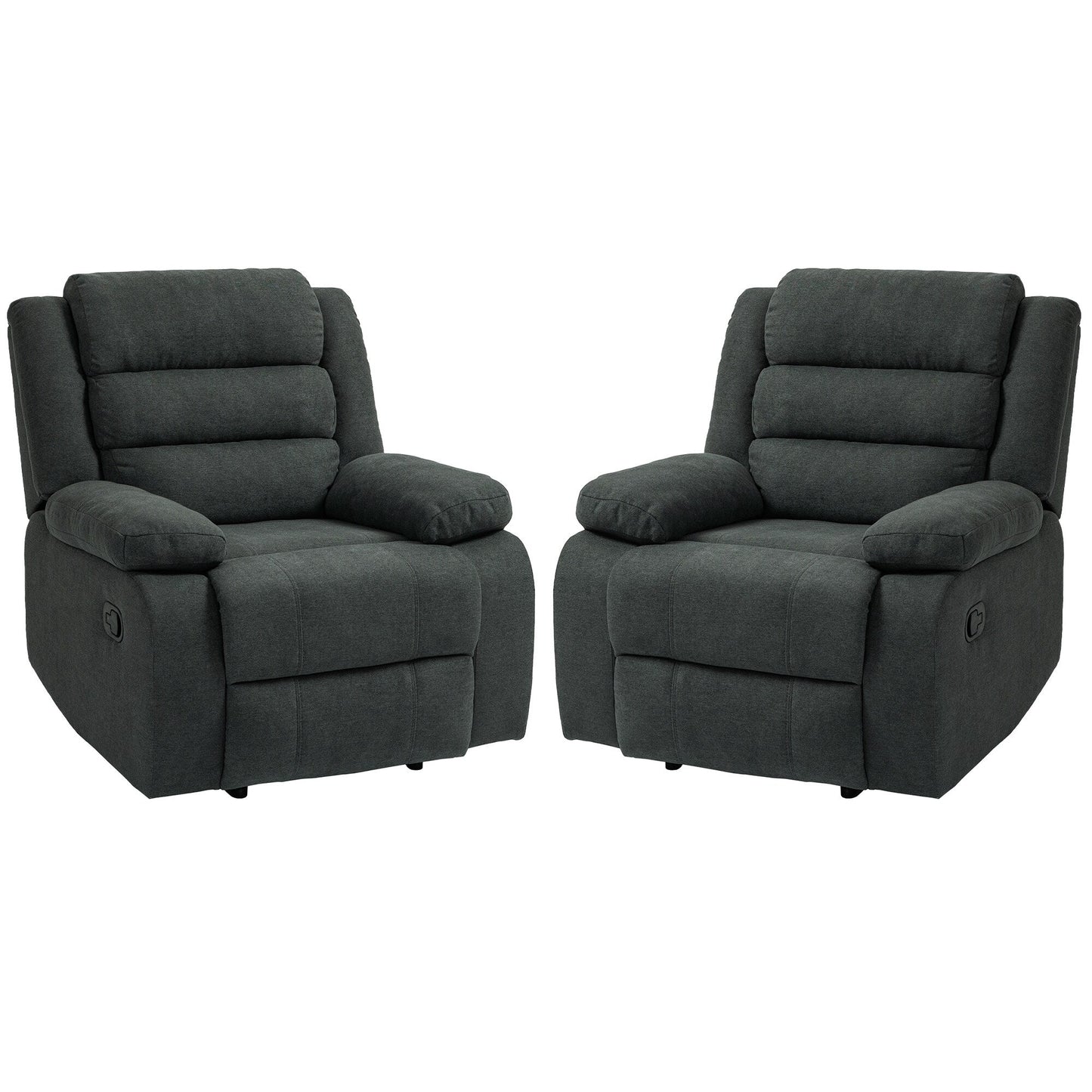 Fauteuil inclinable manuel rembourré en velours côtelé de coton avec accoudoirs larges