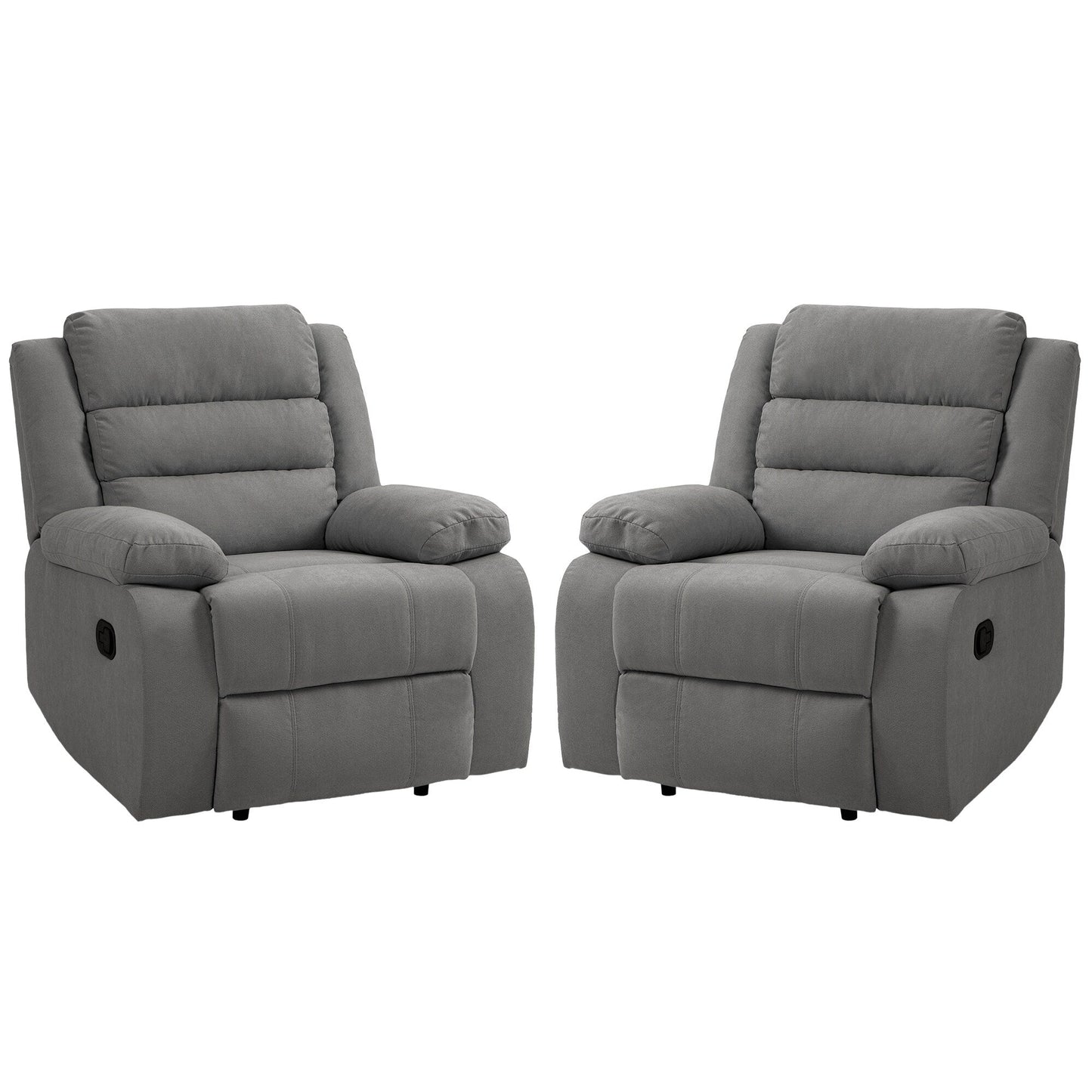 Fauteuil inclinable manuel rembourré en velours côtelé de coton avec accoudoirs larges