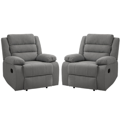 Fauteuil inclinable manuel rembourré en velours côtelé de coton avec accoudoirs larges