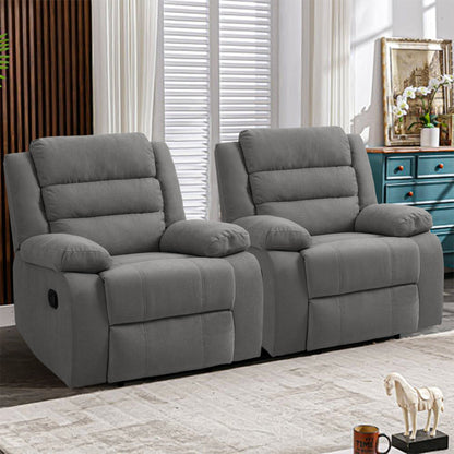Fauteuil inclinable manuel rembourré en velours côtelé de coton avec accoudoirs larges