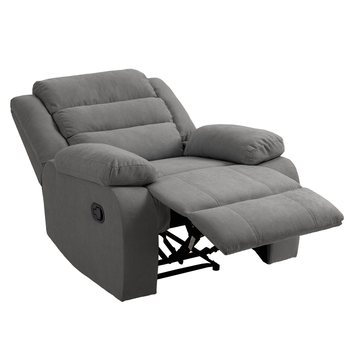 Fauteuil inclinable manuel rembourré en velours côtelé de coton avec accoudoirs larges