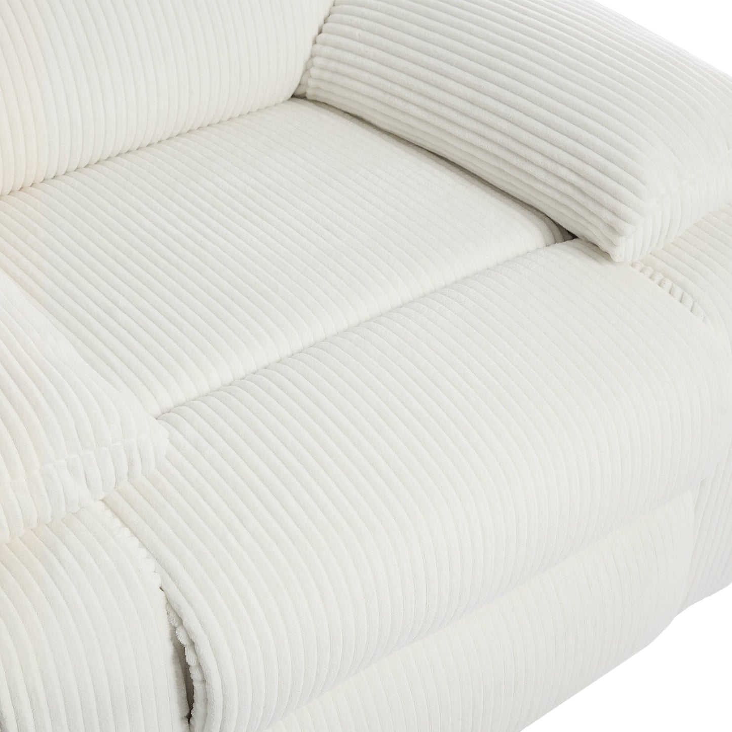 Fauteuil inclinable manuel rembourré en velours côtelé de coton avec accoudoirs larges