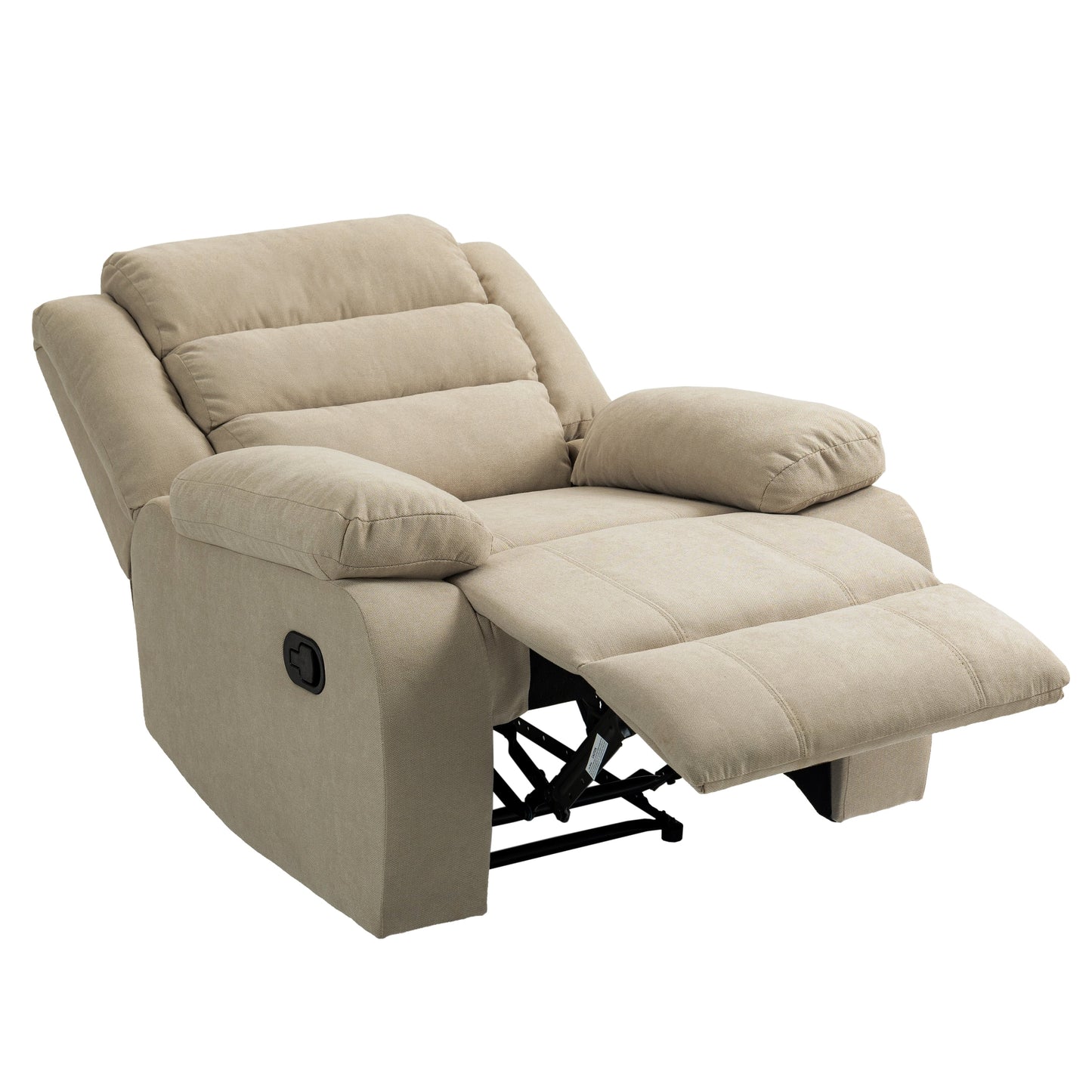 Fauteuil inclinable manuel rembourré en velours côtelé de coton avec accoudoirs larges