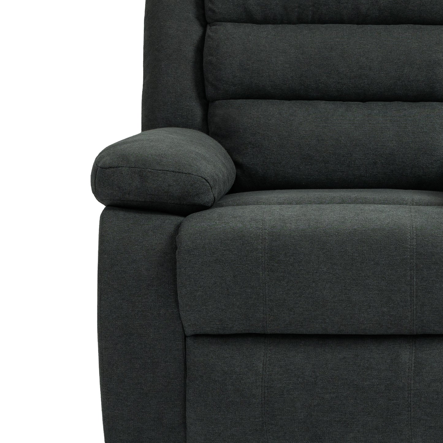 Fauteuil inclinable manuel rembourré en velours côtelé de coton avec accoudoirs larges