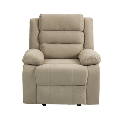 Fauteuil inclinable manuel rembourré en velours côtelé de coton avec accoudoirs larges