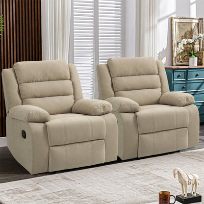 Fauteuil inclinable manuel rembourré en velours côtelé de coton avec accoudoirs larges