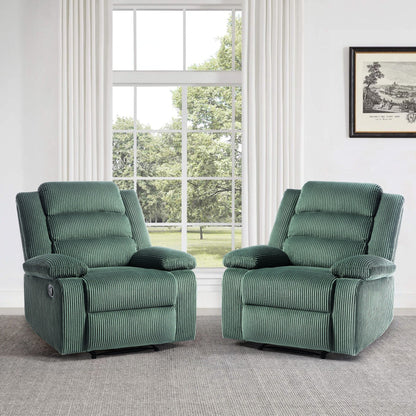 Fauteuil inclinable manuel rembourré en velours côtelé de coton avec accoudoirs larges