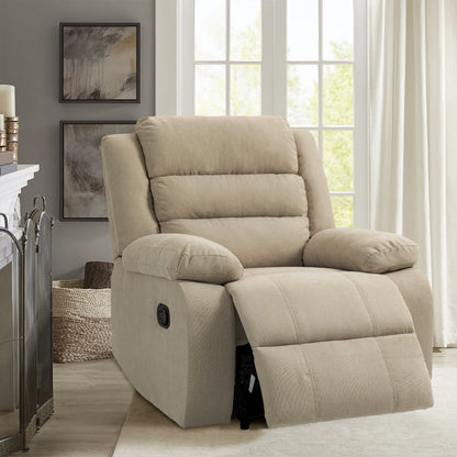 Fauteuil inclinable manuel rembourré en velours côtelé de coton avec accoudoirs larges