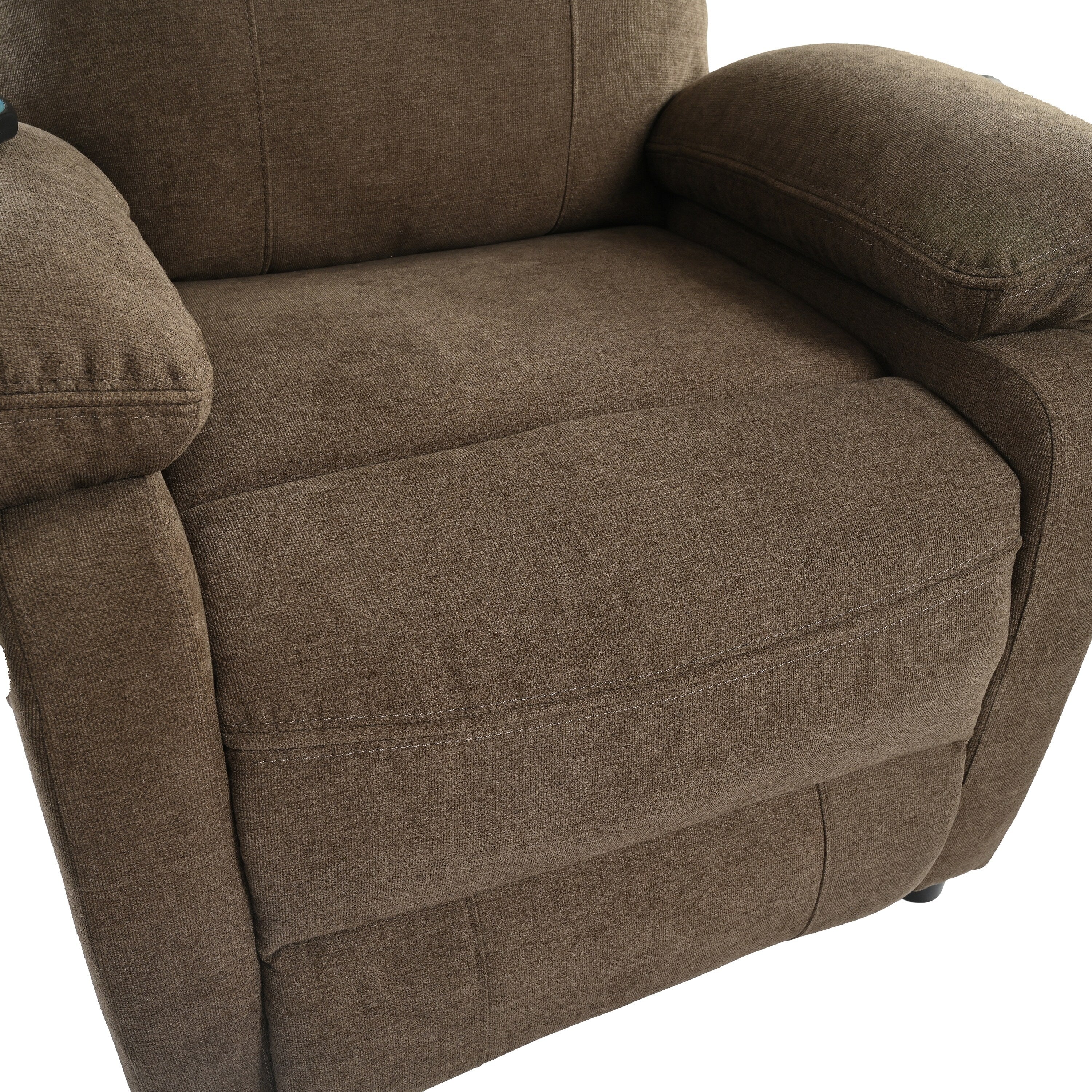 Fauteuil inclinable manuel rembourré avec massage, chauffage lombaire, accoudoirs coussinés et poches latérales