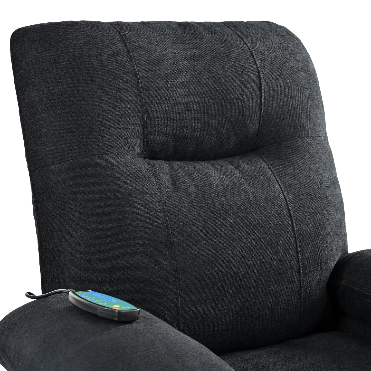 Fauteuil inclinable manuel rembourré avec massage, chauffage lombaire, accoudoirs coussinés et poches latérales