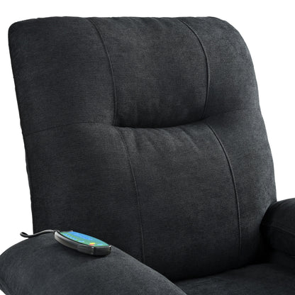 Fauteuil inclinable manuel rembourré avec massage, chauffage lombaire, accoudoirs coussinés et poches latérales
