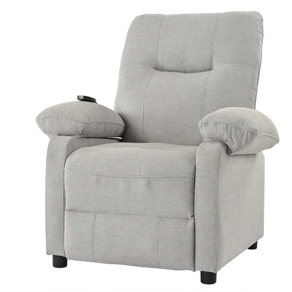 Fauteuil inclinable manuel rembourré avec massage, chauffage lombaire, accoudoirs coussinés et poches latérales