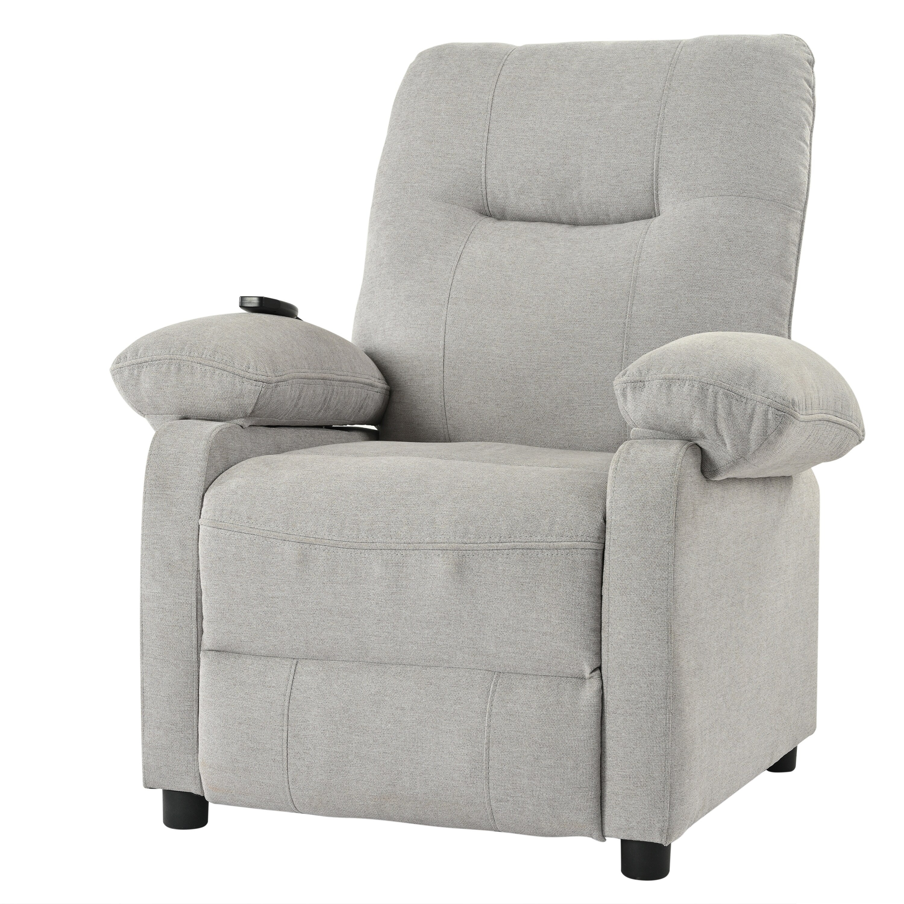 Fauteuil inclinable manuel rembourré avec massage, chauffage lombaire, accoudoirs coussinés et poches latérales