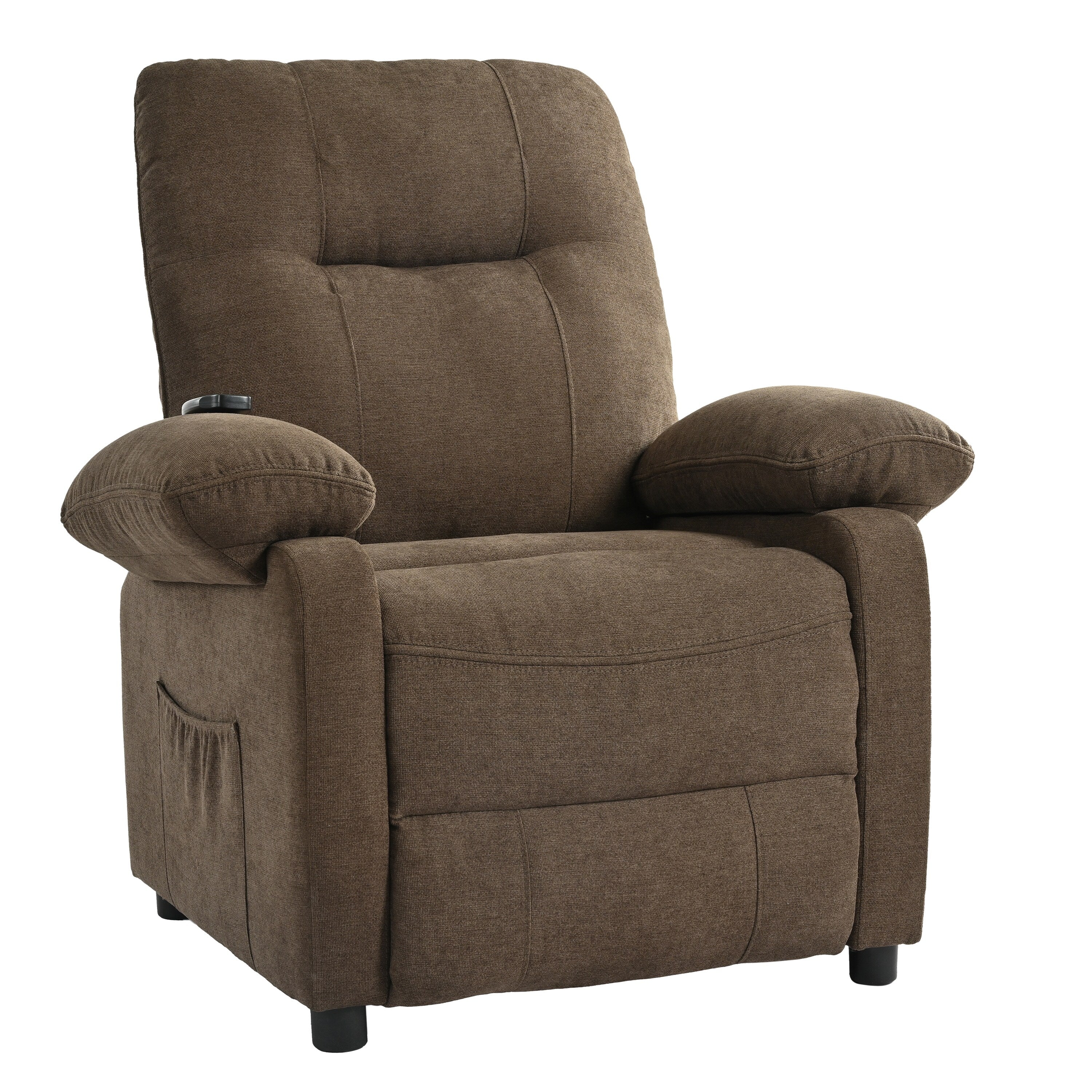 Fauteuil inclinable manuel rembourré avec massage, chauffage lombaire, accoudoirs coussinés et poches latérales