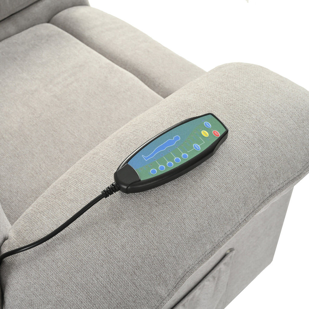 Fauteuil inclinable manuel rembourré avec massage, chauffage lombaire, accoudoirs coussinés et poches latérales