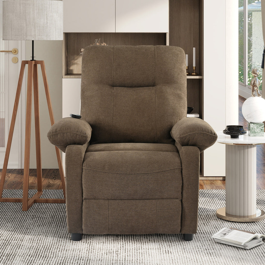 Fauteuil inclinable manuel rembourré avec massage, chauffage lombaire, accoudoirs coussinés et poches latérales