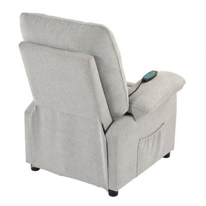 Fauteuil inclinable manuel rembourré avec massage, chauffage lombaire, accoudoirs coussinés et poches latérales