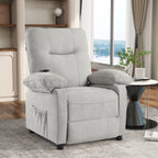 Fauteuil inclinable manuel rembourré avec massage, chauffage lombaire, accoudoirs coussinés et poches latérales